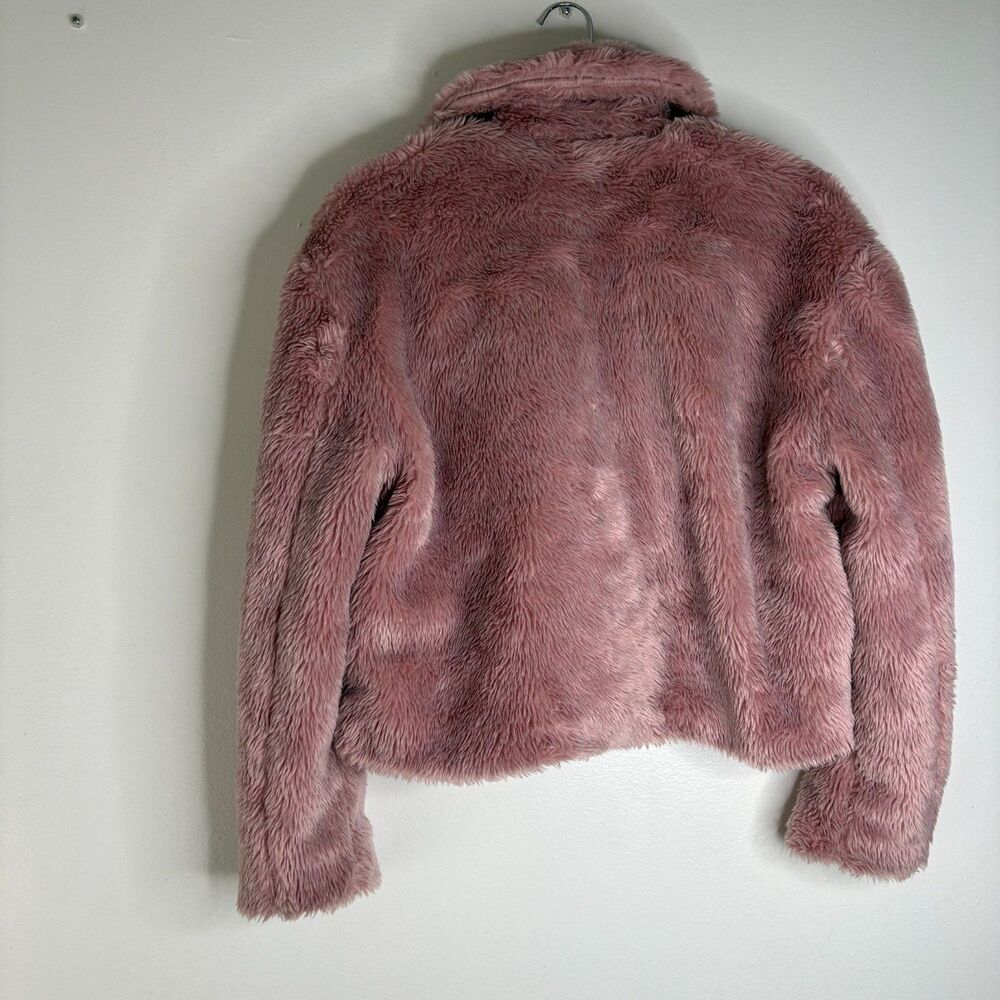 Free People Pink Faux Fur Coat Women’s Small Plush Teddy Shaggy Y2K Boho Jacket - Picture 3 of 8